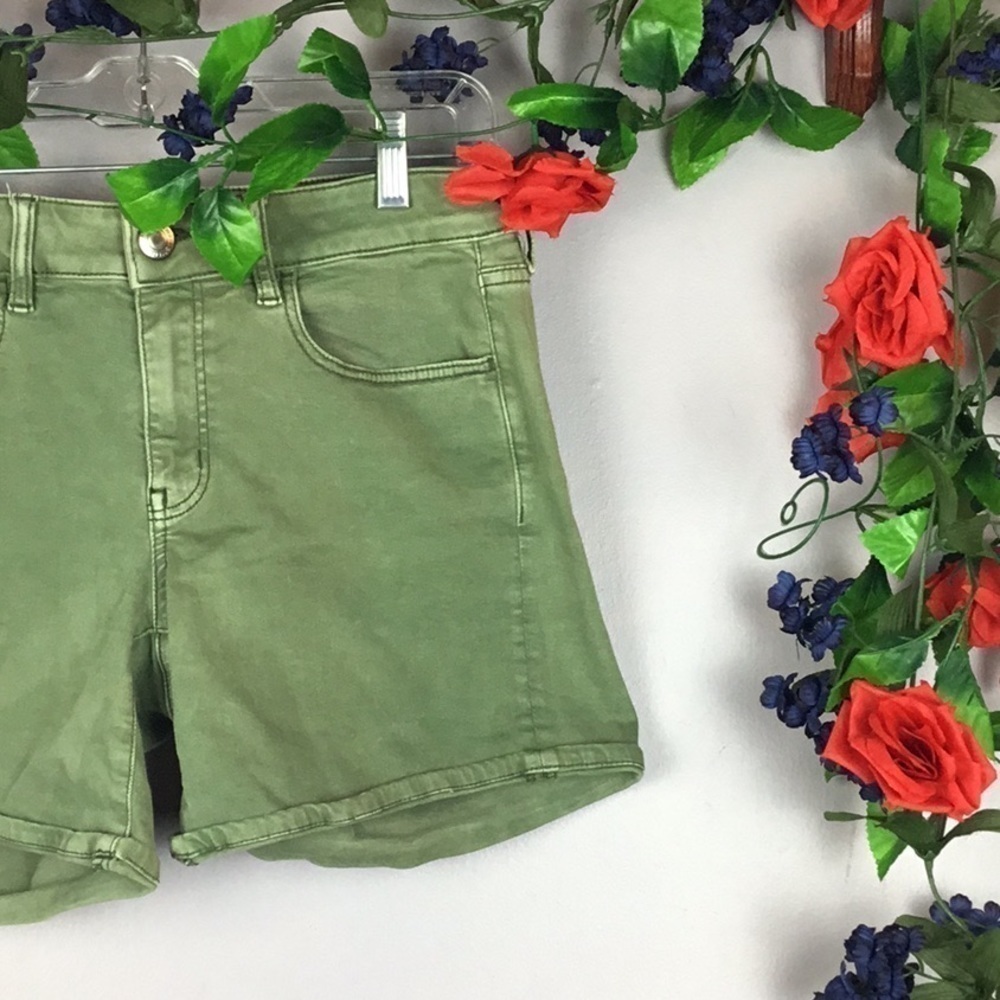 AMERICAN EAGLE AEO Twill Super Stretch Green Gray Denim Jean Shorts Size 8 - Picture 3 of 14